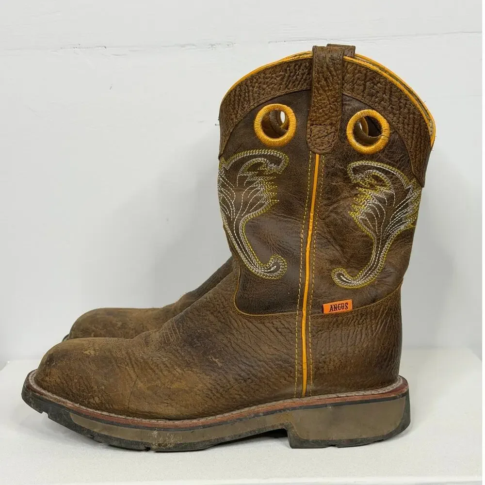 Angus Durable Brown Western Workwear Steel Toe Boots / Size-11